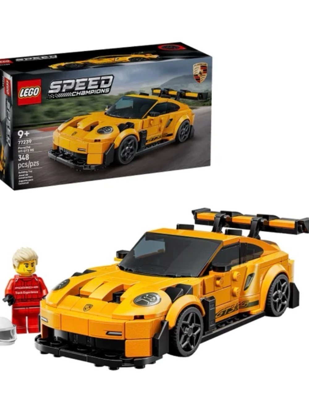 LEGO Speed Champions Yellow Porsche GT3 RS Race Car with Minifigure